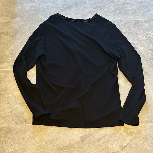 VINTAGE Black Button-Up Cardigan w/ Velvet Trim - Picture 2 of 4